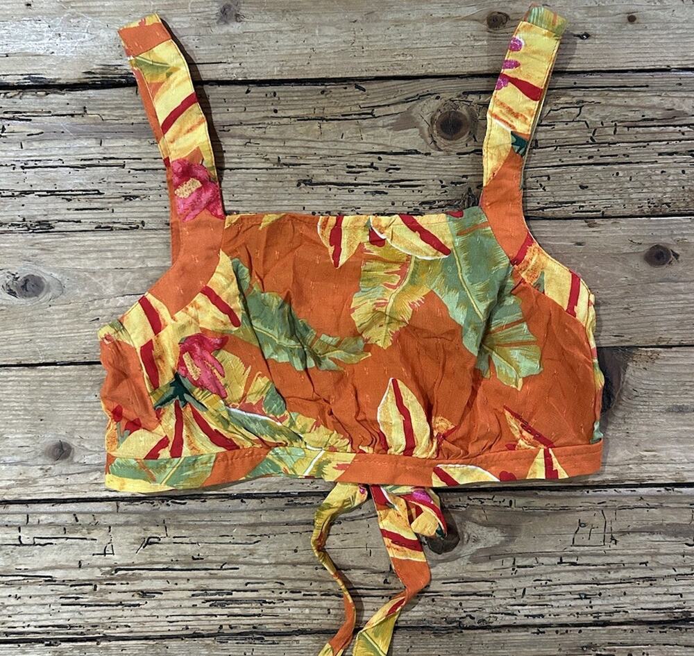 Haute Hippie Orange Tropical Crop Top Sz S NWT